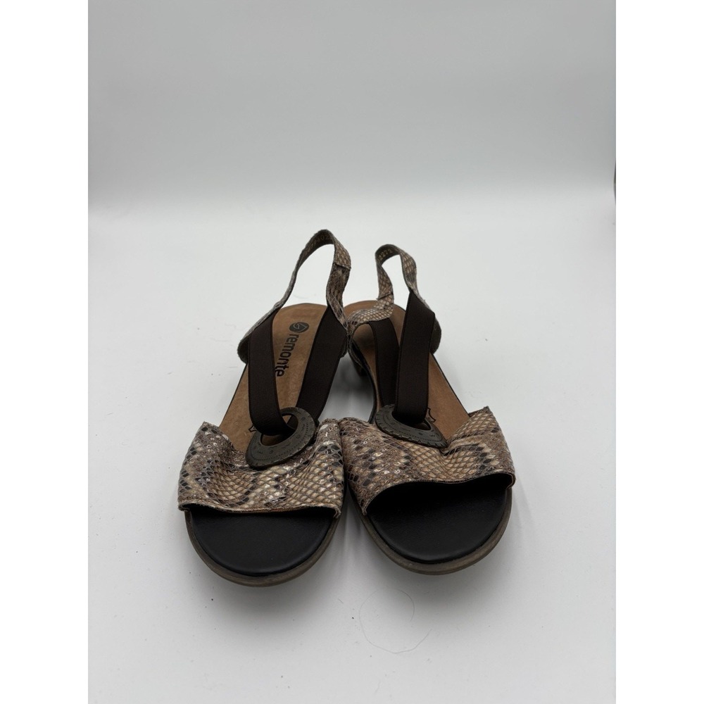 Remonte Sandal Shoes Womens 38 Animal Snake Print Leather Heel Strap Sz 7-7.5